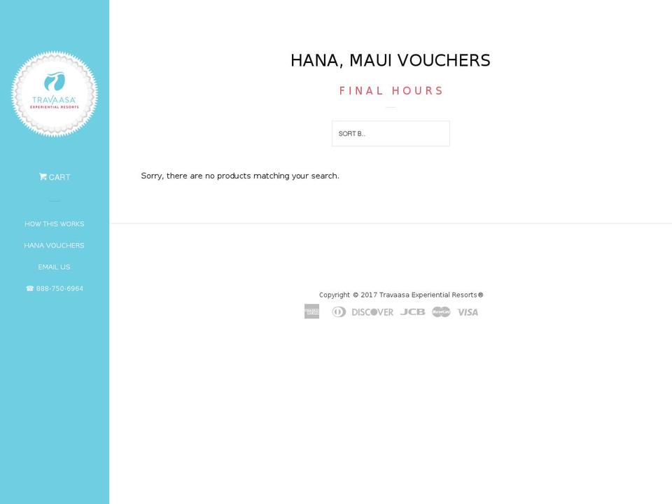 escapetohana.com shopify website screenshot