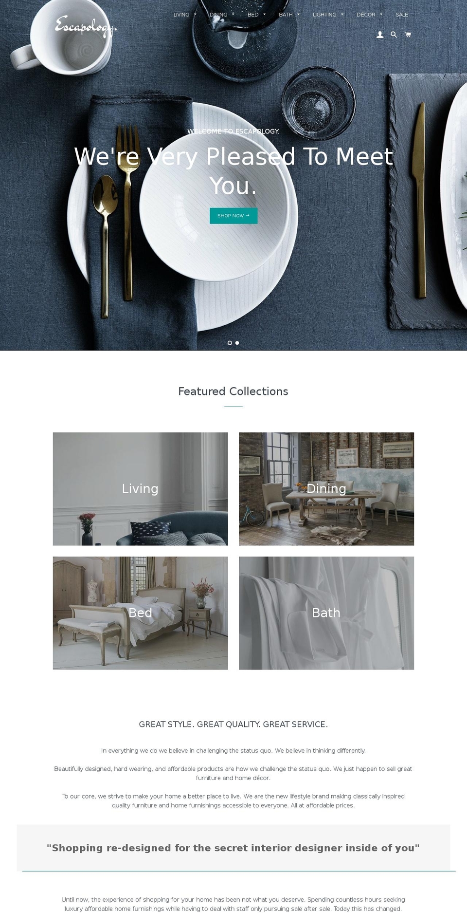 escapologyhome.com shopify website screenshot