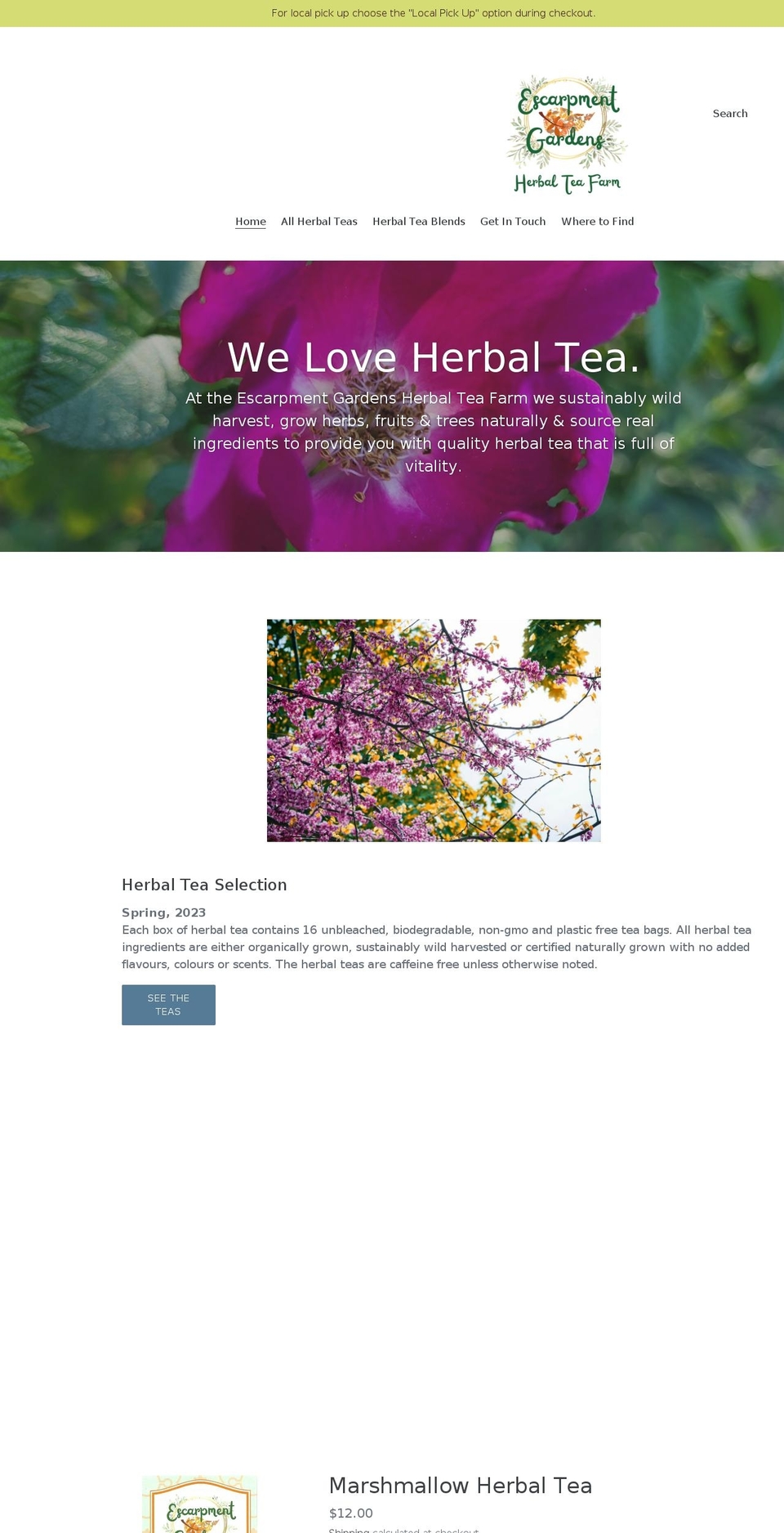 escarpmentgardens.ca shopify website screenshot