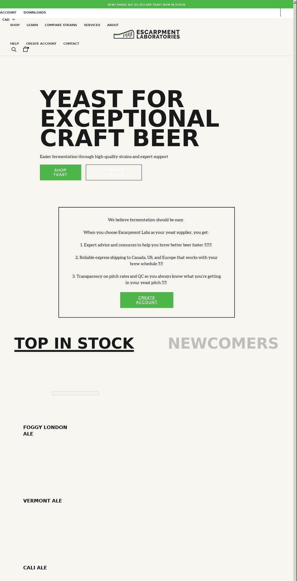 escarpmentlabs.com shopify website screenshot