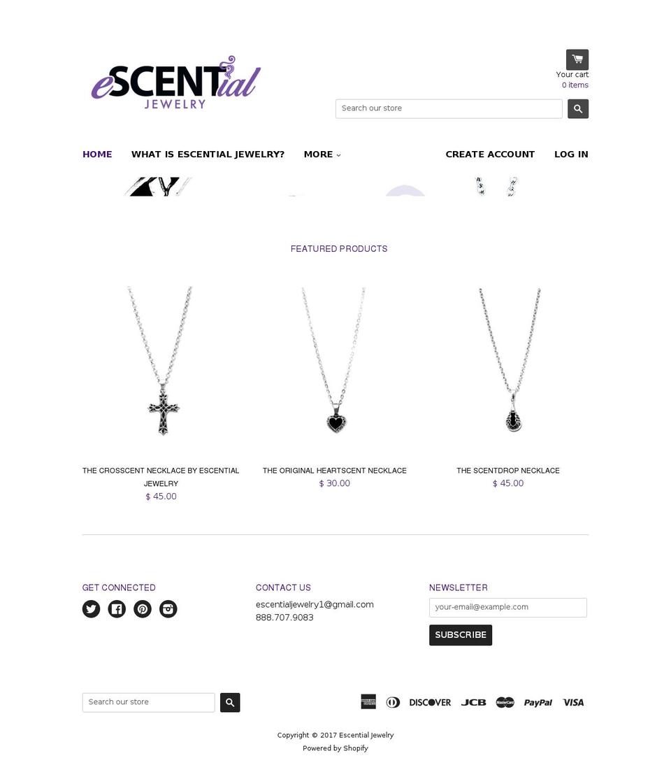 escential-jewelry.net shopify website screenshot