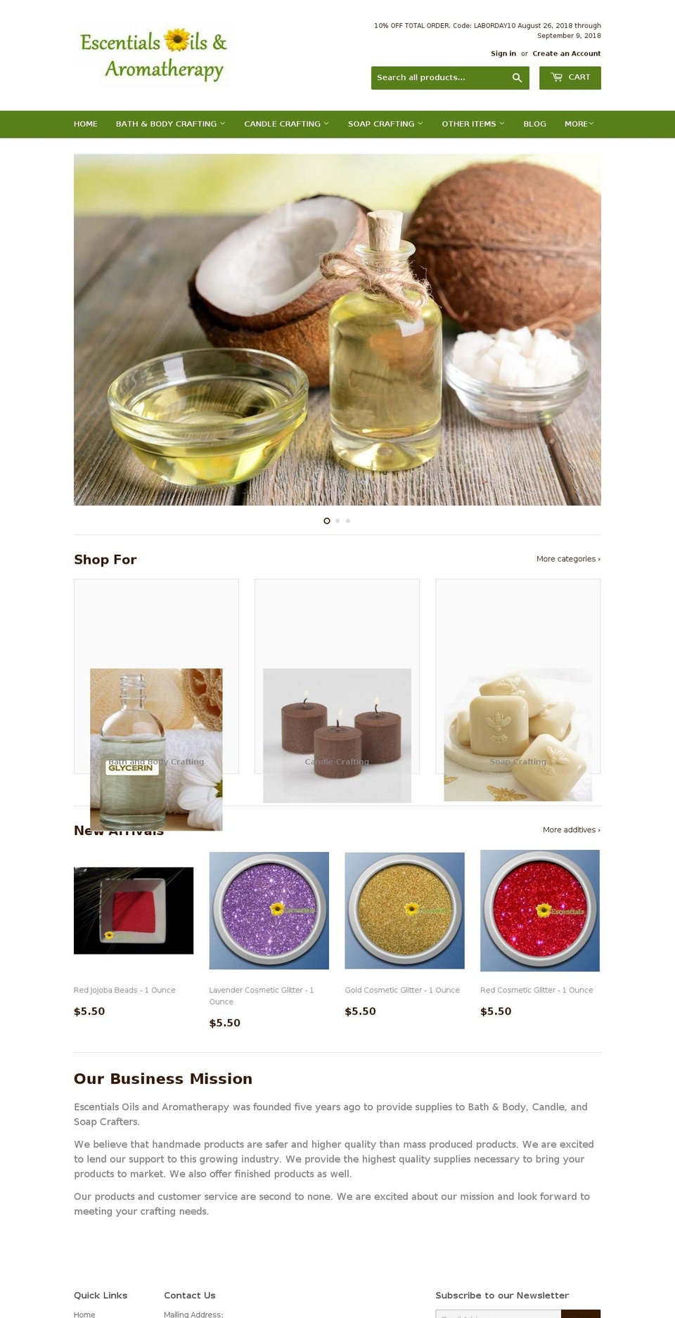 escentialsoils.com — Shopify storefront screenshot