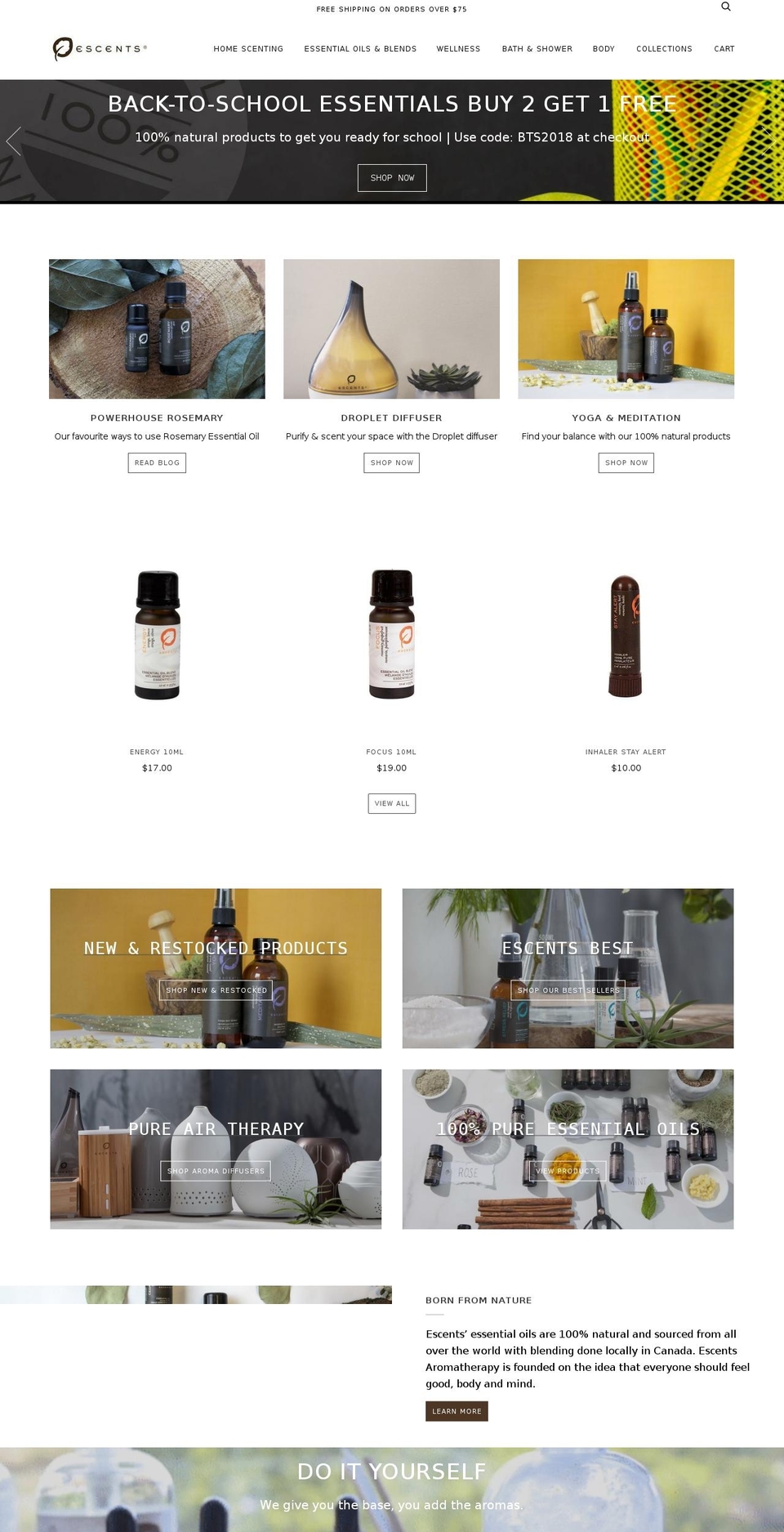 escents.ca shopify website screenshot