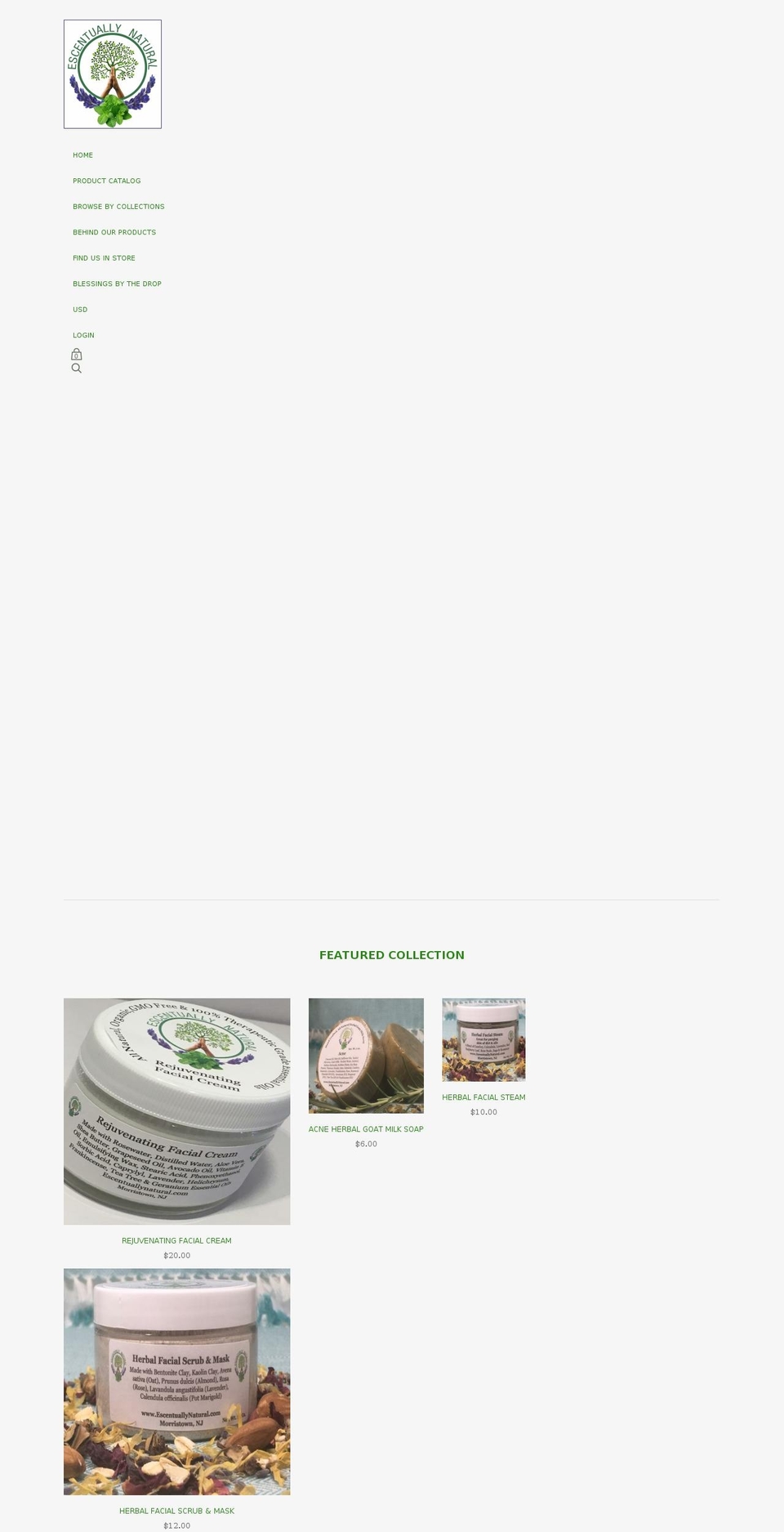escentuallynatural.com — Shopify storefront screenshot