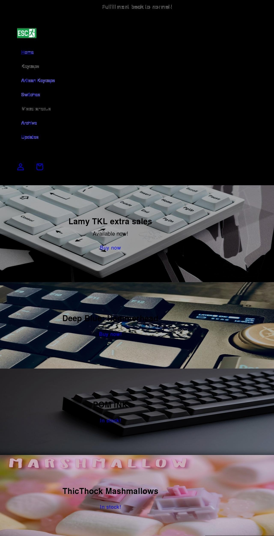 esckeyboard.com shopify website screenshot