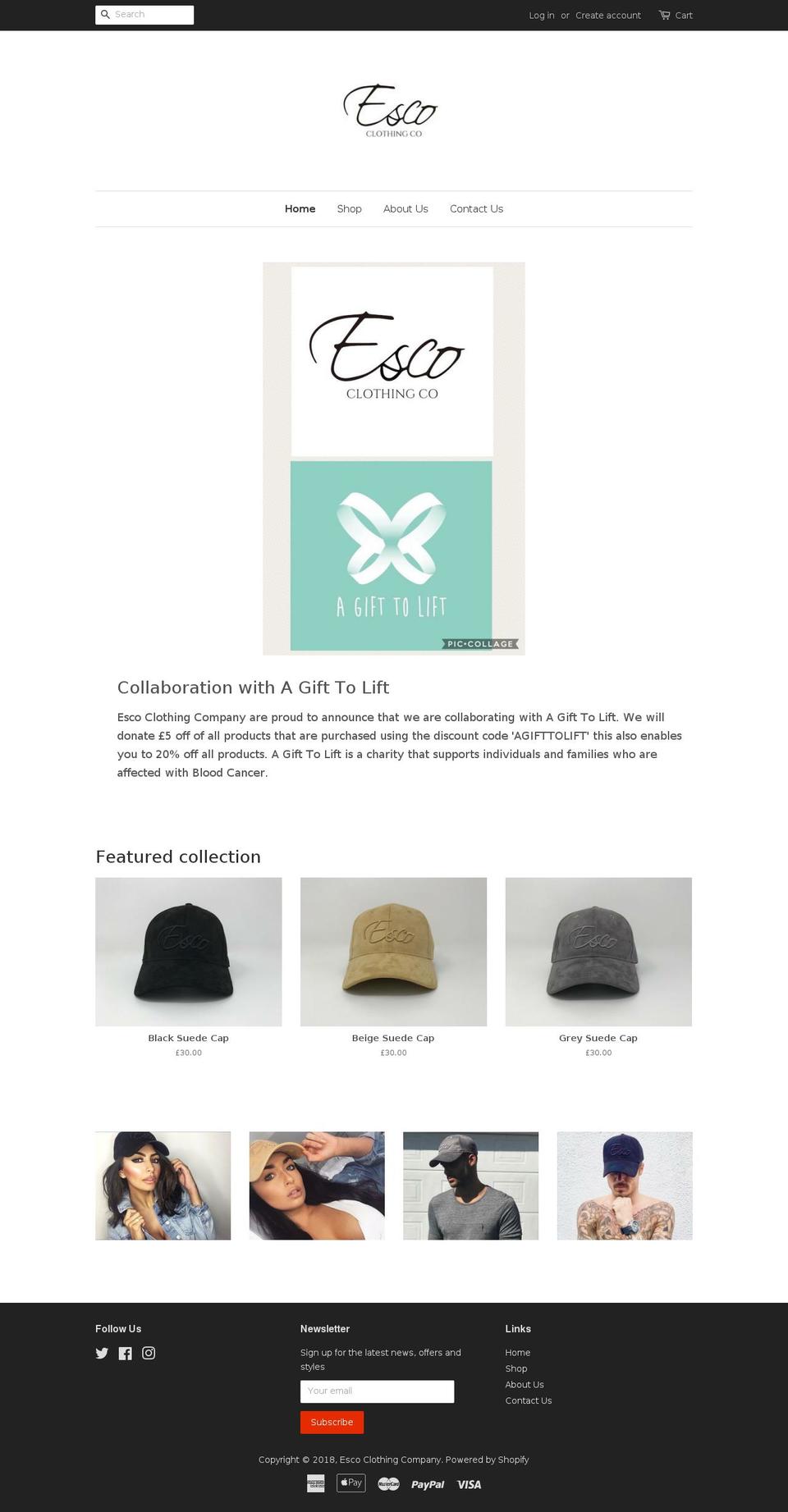 escoclothingco.com — Shopify storefront screenshot