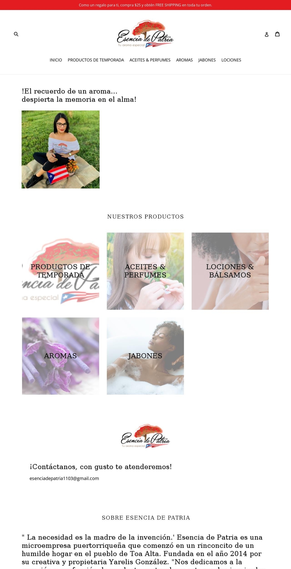 esenciadepatria.com shopify website screenshot