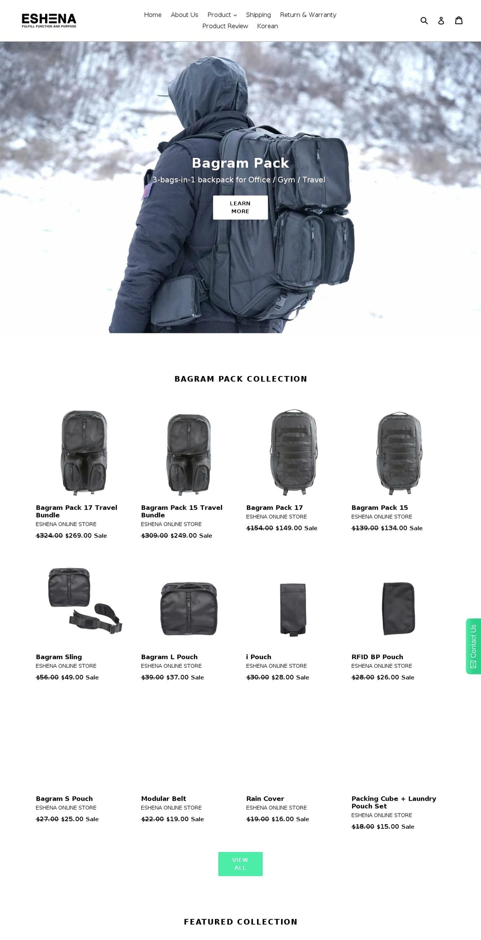 eshena.com shopify website screenshot