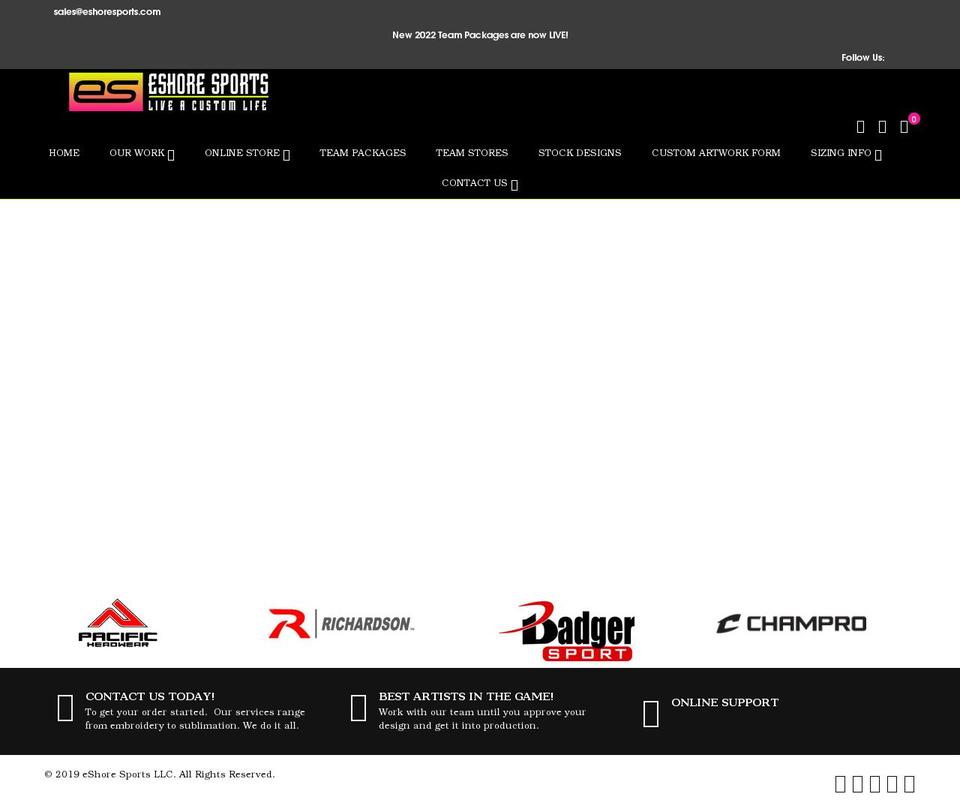 eshore-sports.myshopify.com shopify website screenshot