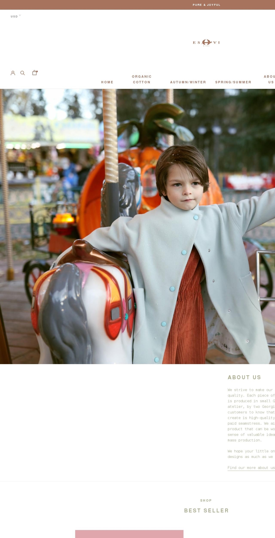 eshvi-kids.com — Shopify storefront screenshot