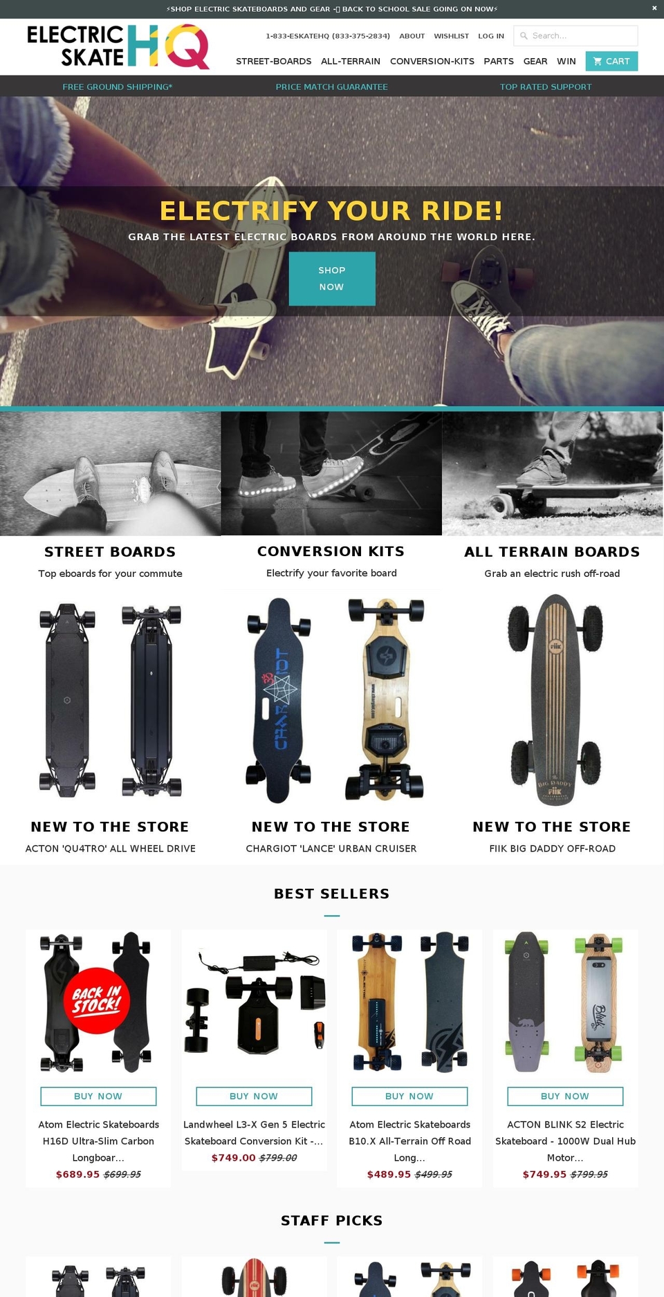 eskateboards.com — Shopify storefront screenshot