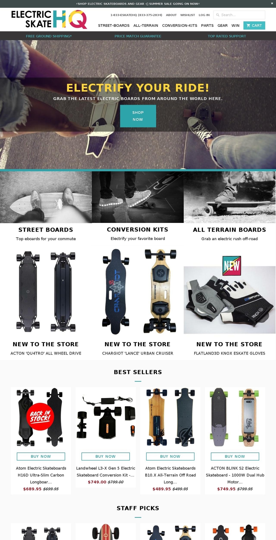 eskateboardz.com — Shopify storefront screenshot