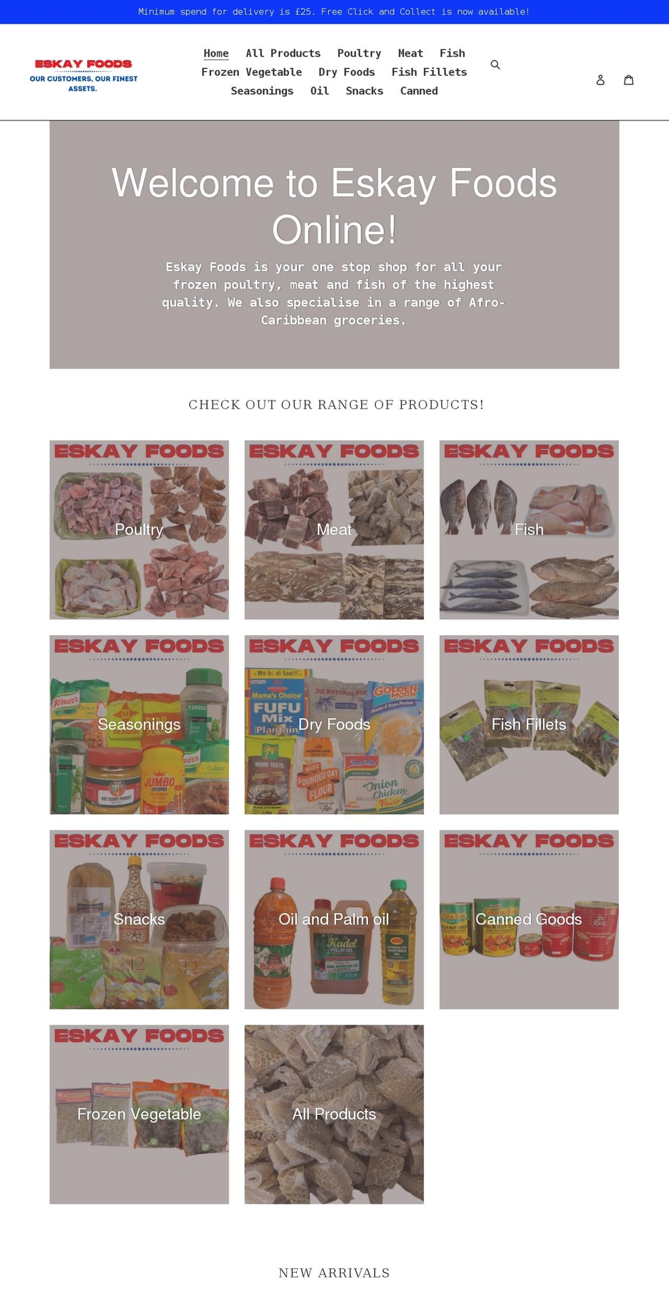 eskayfoods.com shopify website screenshot