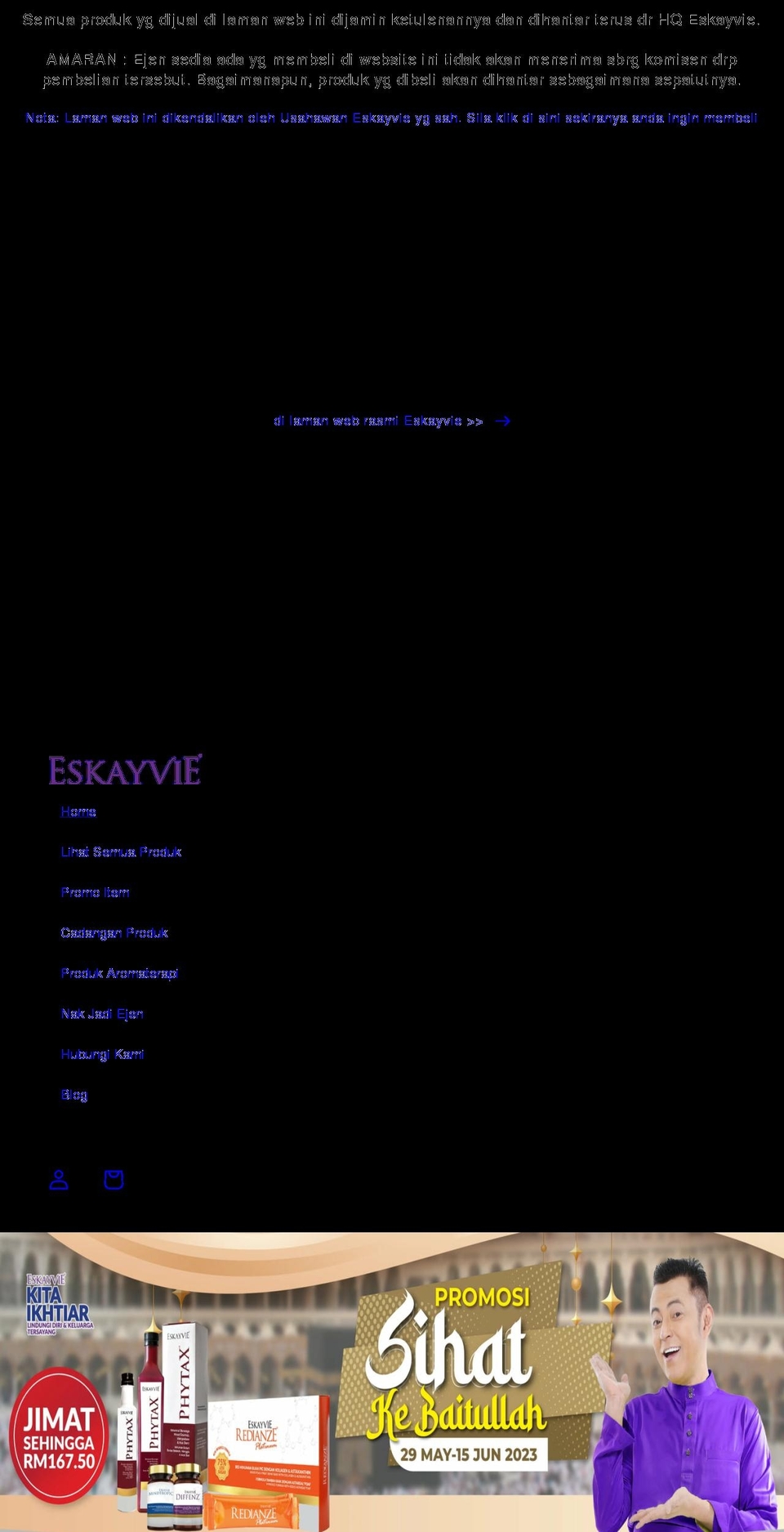 eskayvie-store.com shopify website screenshot