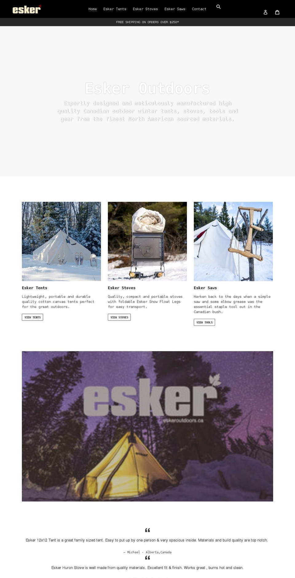eskeroutdoors.ca shopify website screenshot