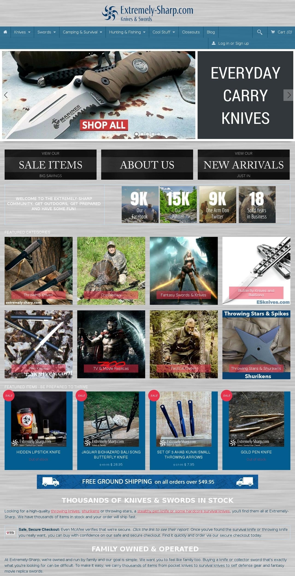 esknives.com shopify website screenshot