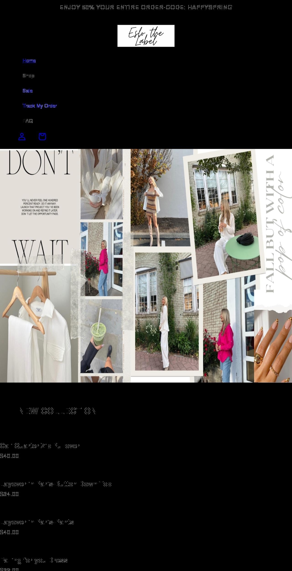 eslothelabel.com shopify website screenshot