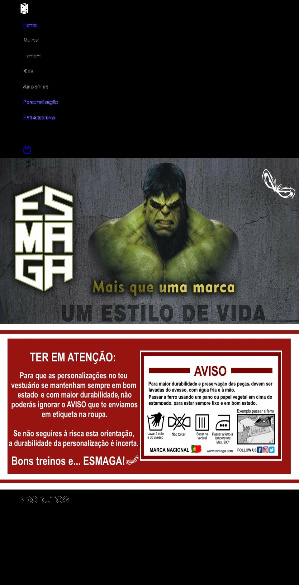 esmaga.com shopify website screenshot