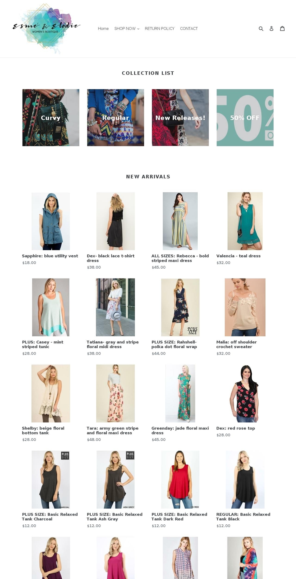 esmeandelodie.com shopify website screenshot