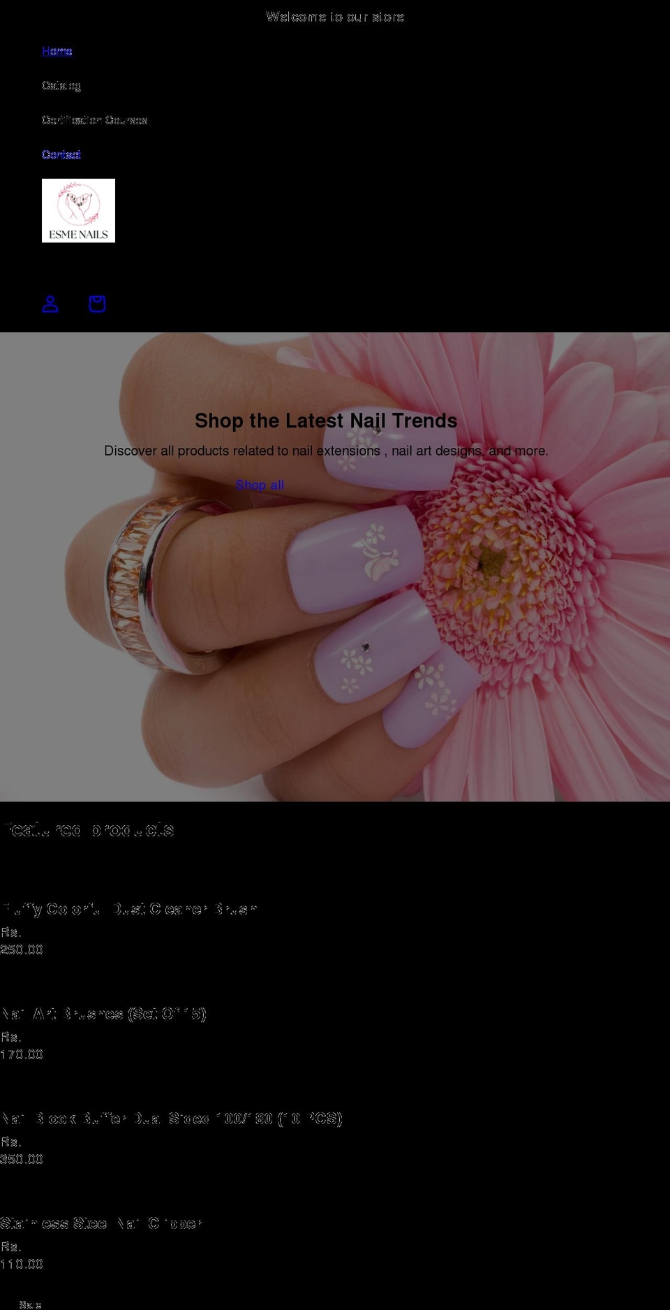 esmenails.com shopify website screenshot