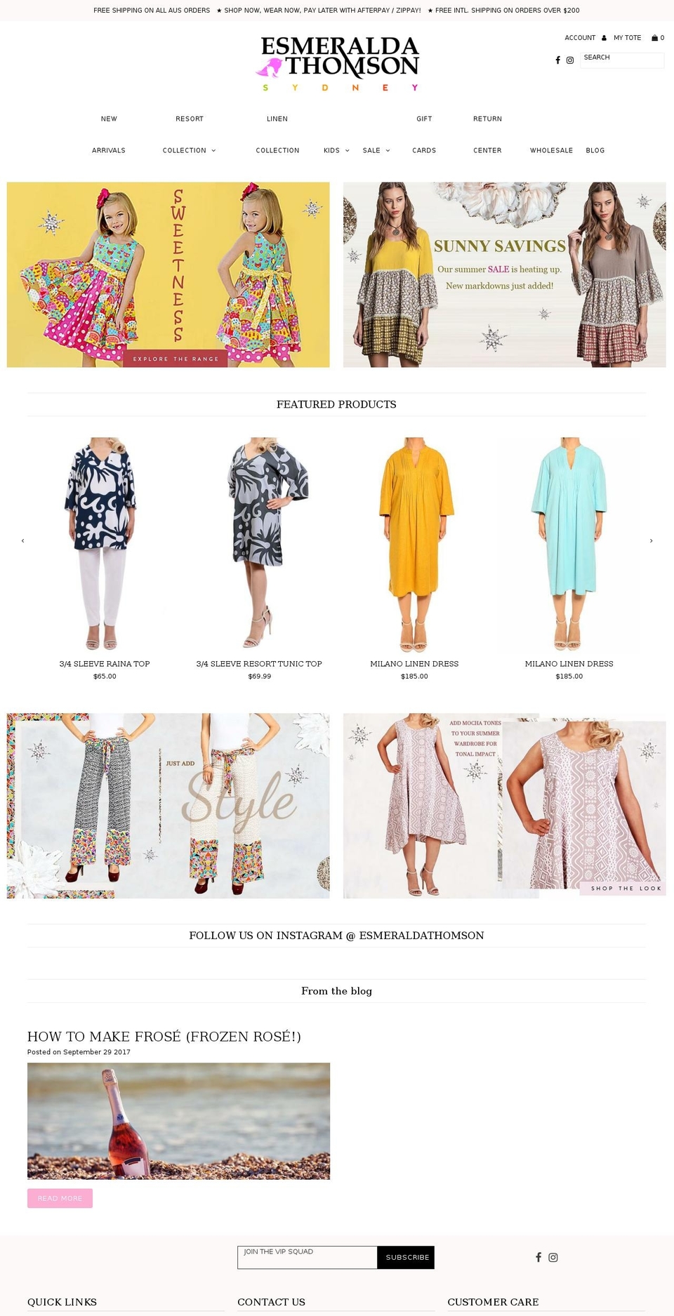 esmeraldathomson.com.au shopify website screenshot