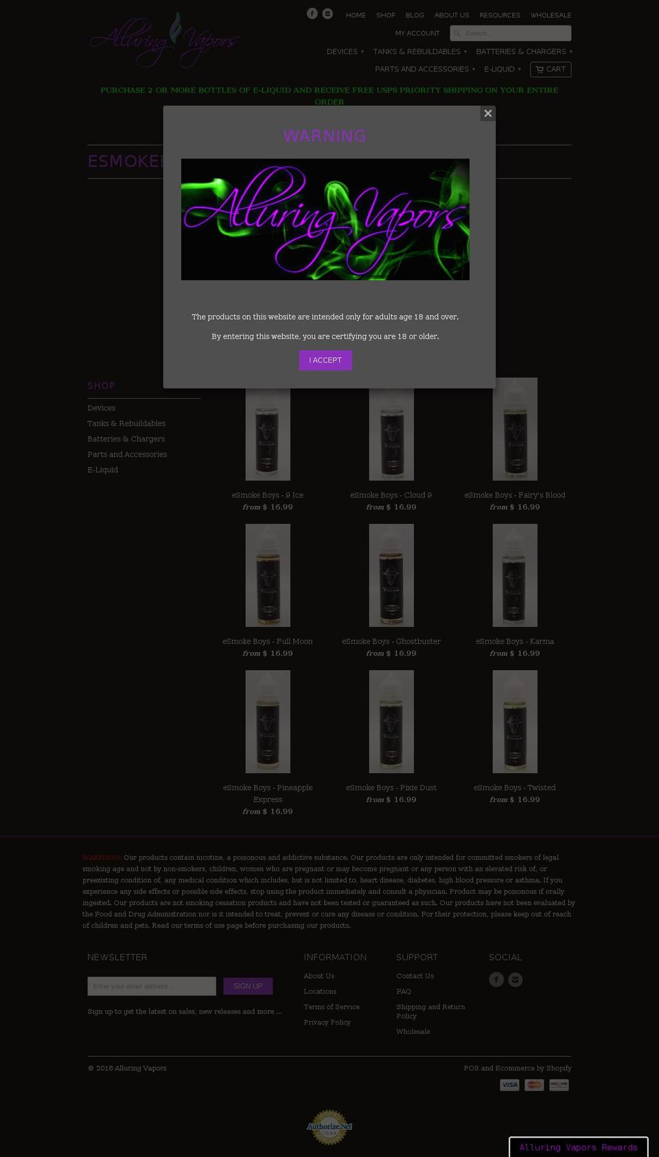 esmokeboys.com — Shopify storefront screenshot