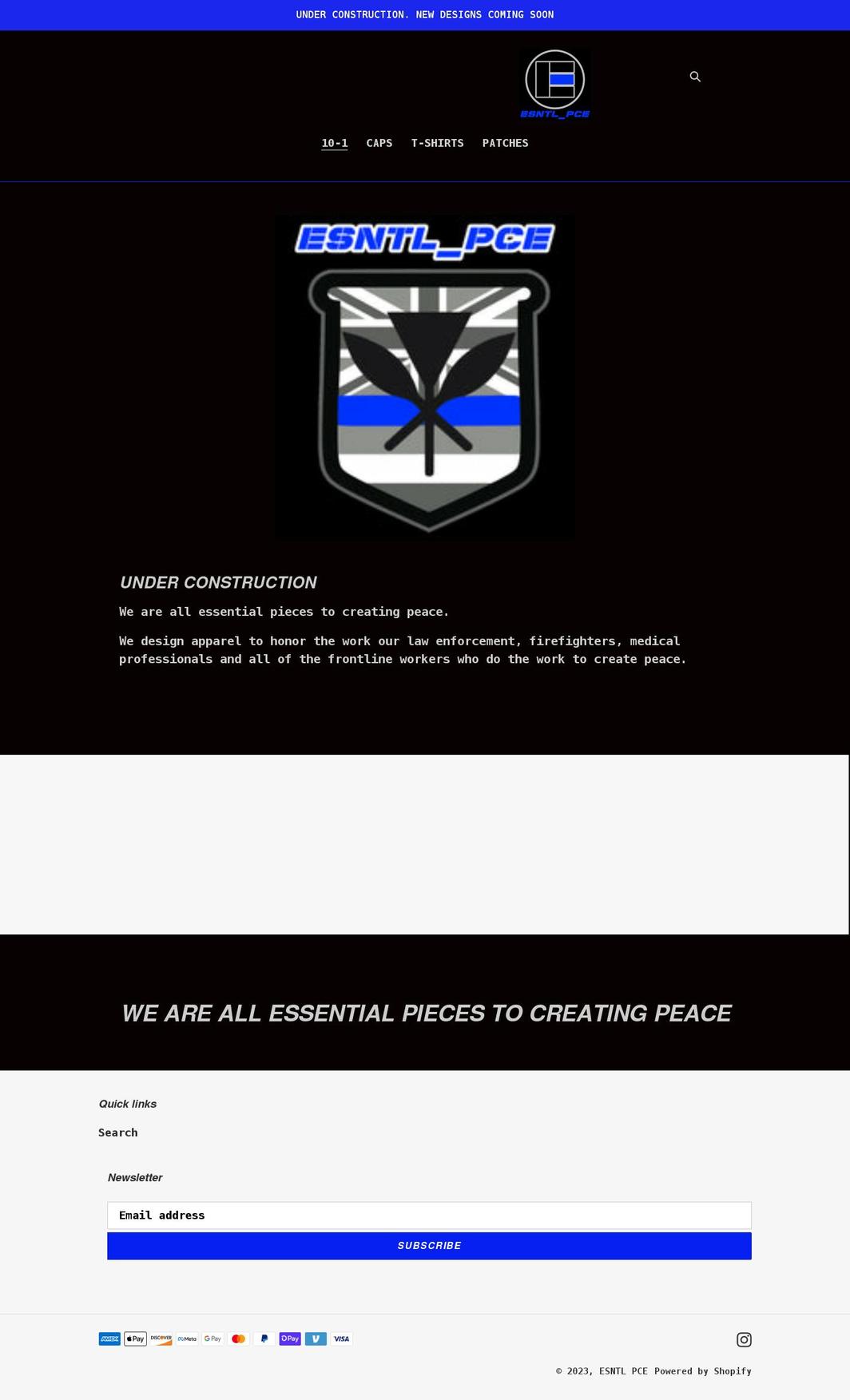 esntlpce.com shopify website screenshot