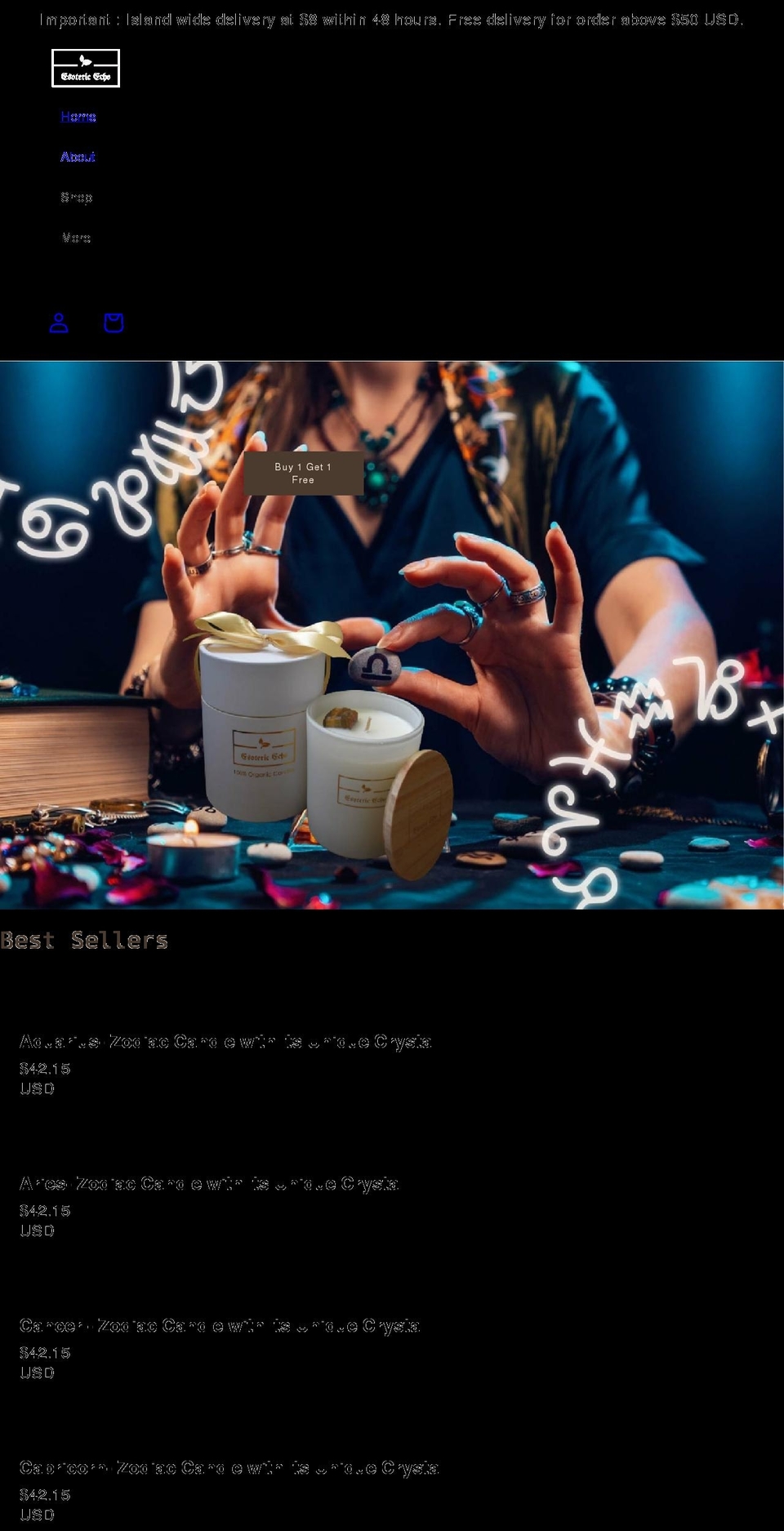 esoteric-echo.com shopify website screenshot