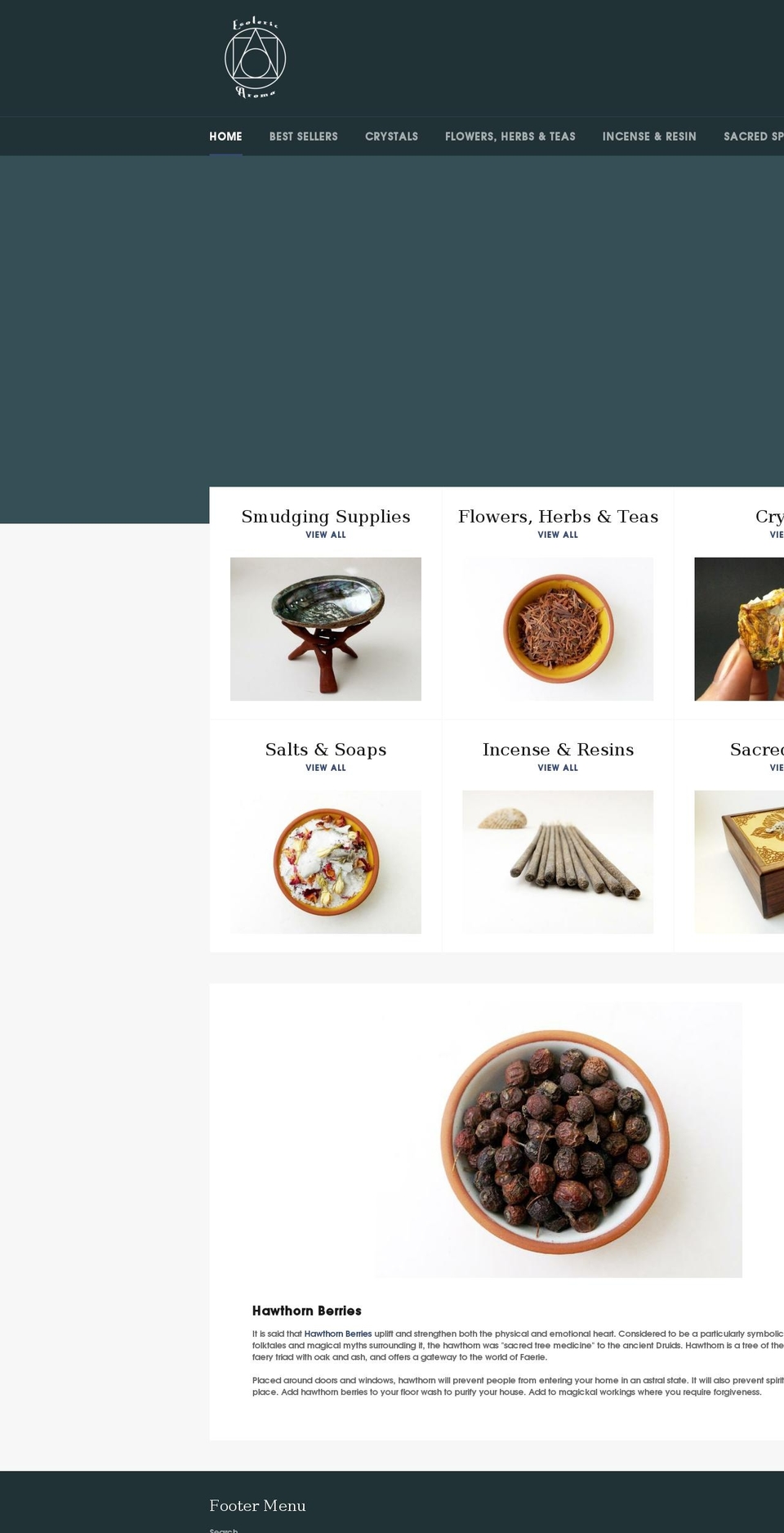 esotericaroma.com shopify website screenshot