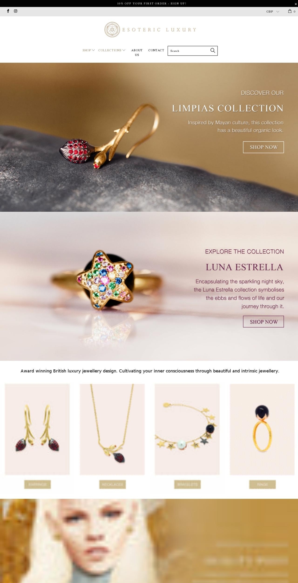 esotericluxury.com shopify website screenshot