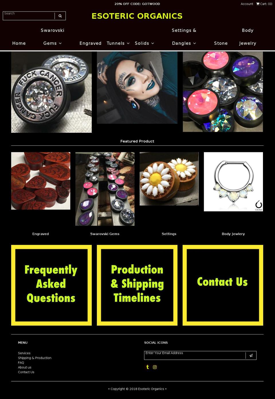 esotericorganics.com shopify website screenshot