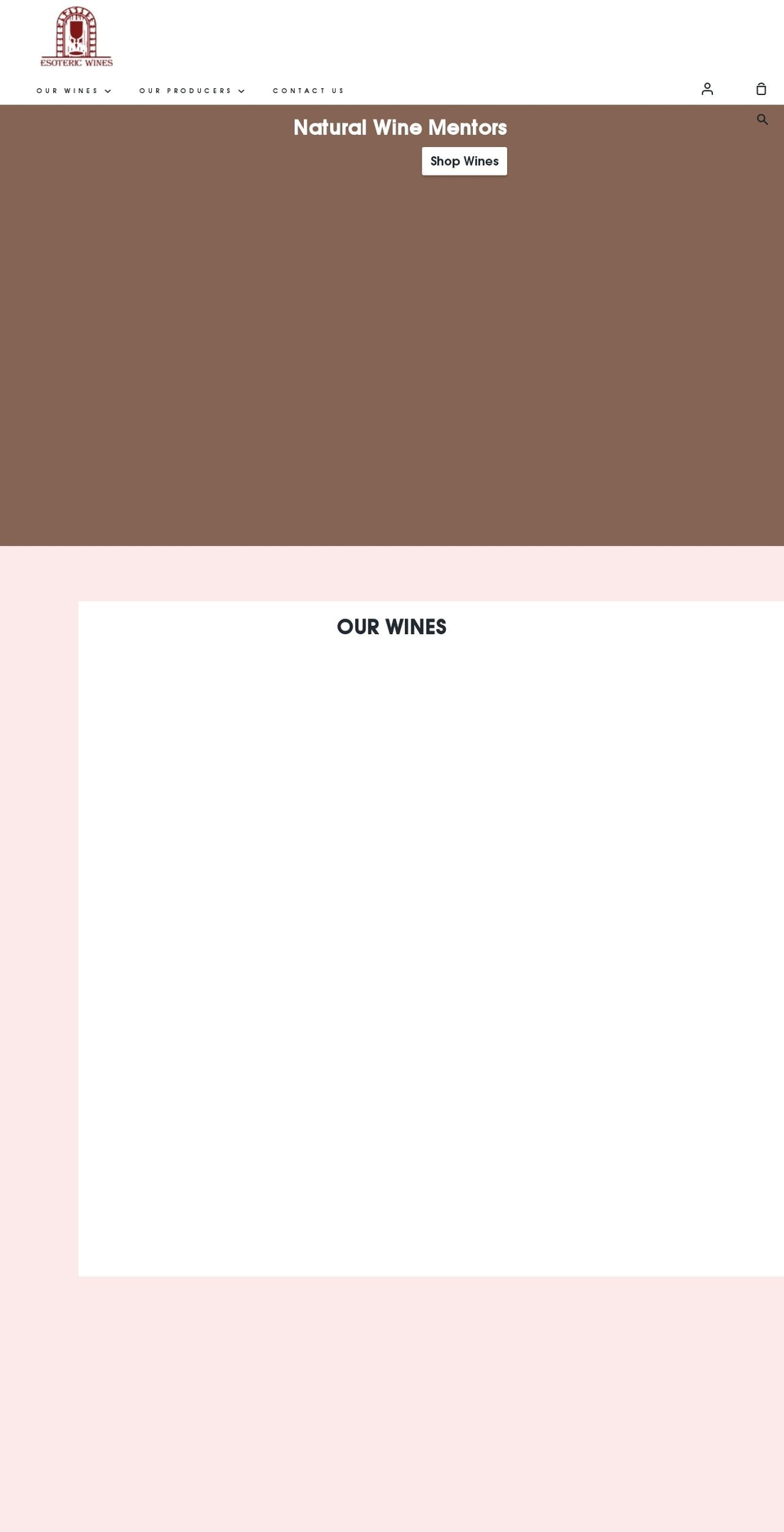 esotericwines.com shopify website screenshot