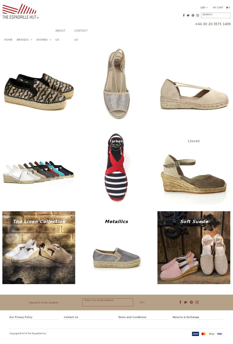 espadrilles-uk.com — Shopify storefront screenshot