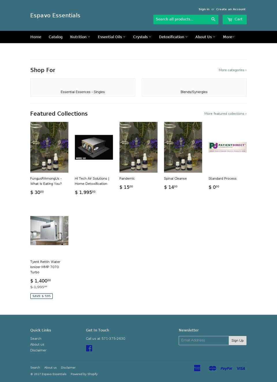 espavoessentials.com shopify website screenshot