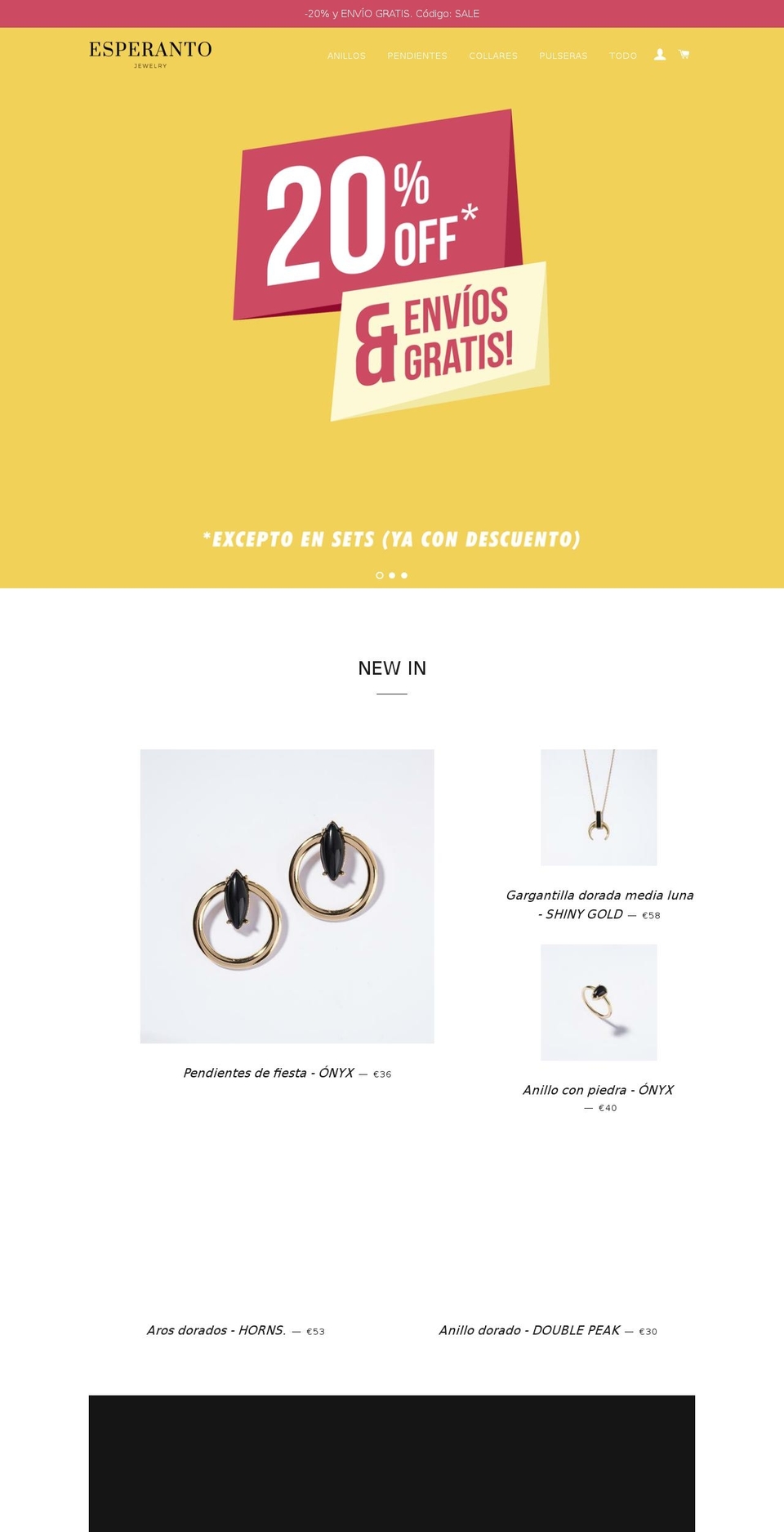esperantojewelry.com — Shopify storefront screenshot
