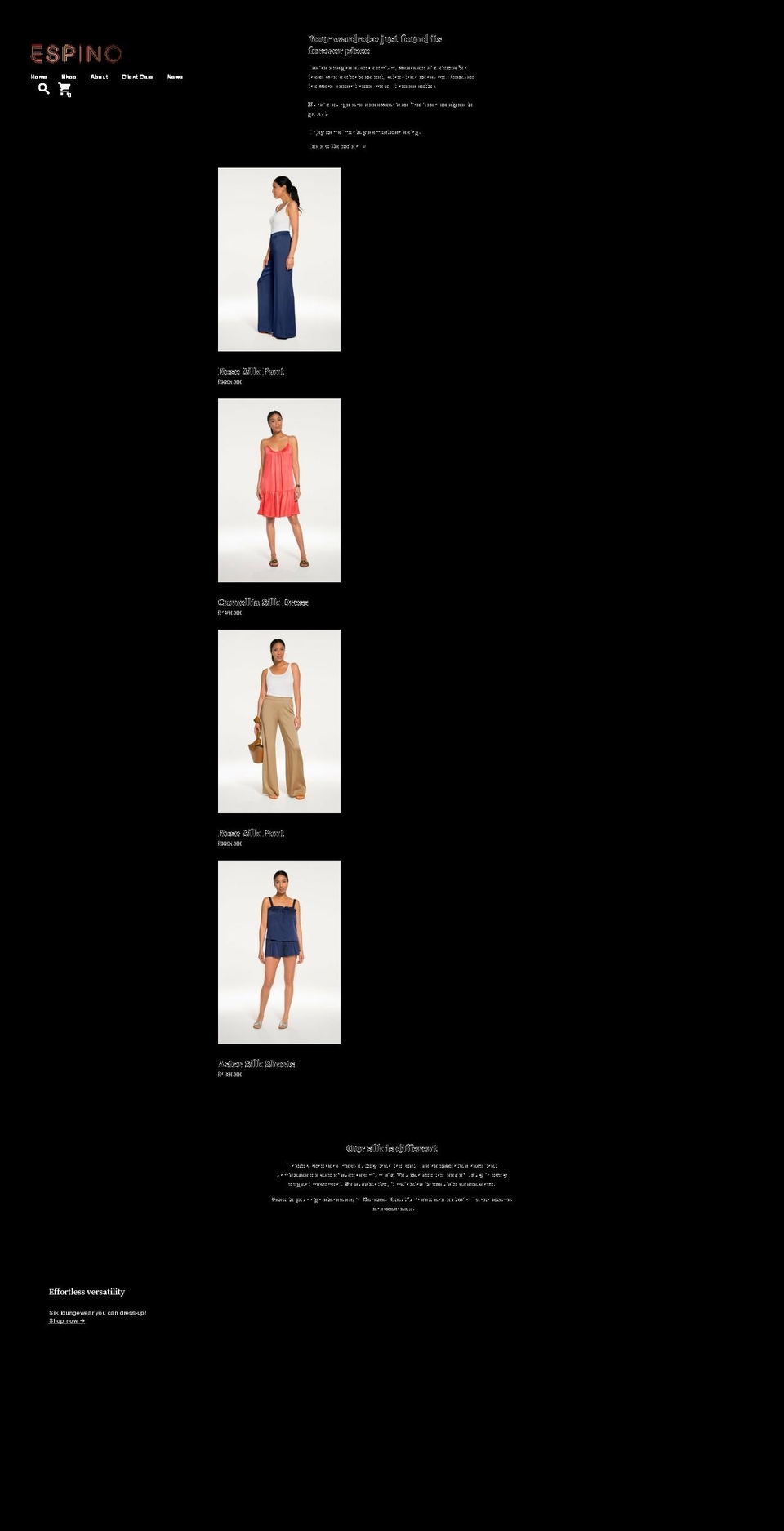 espinosilk.com shopify website screenshot