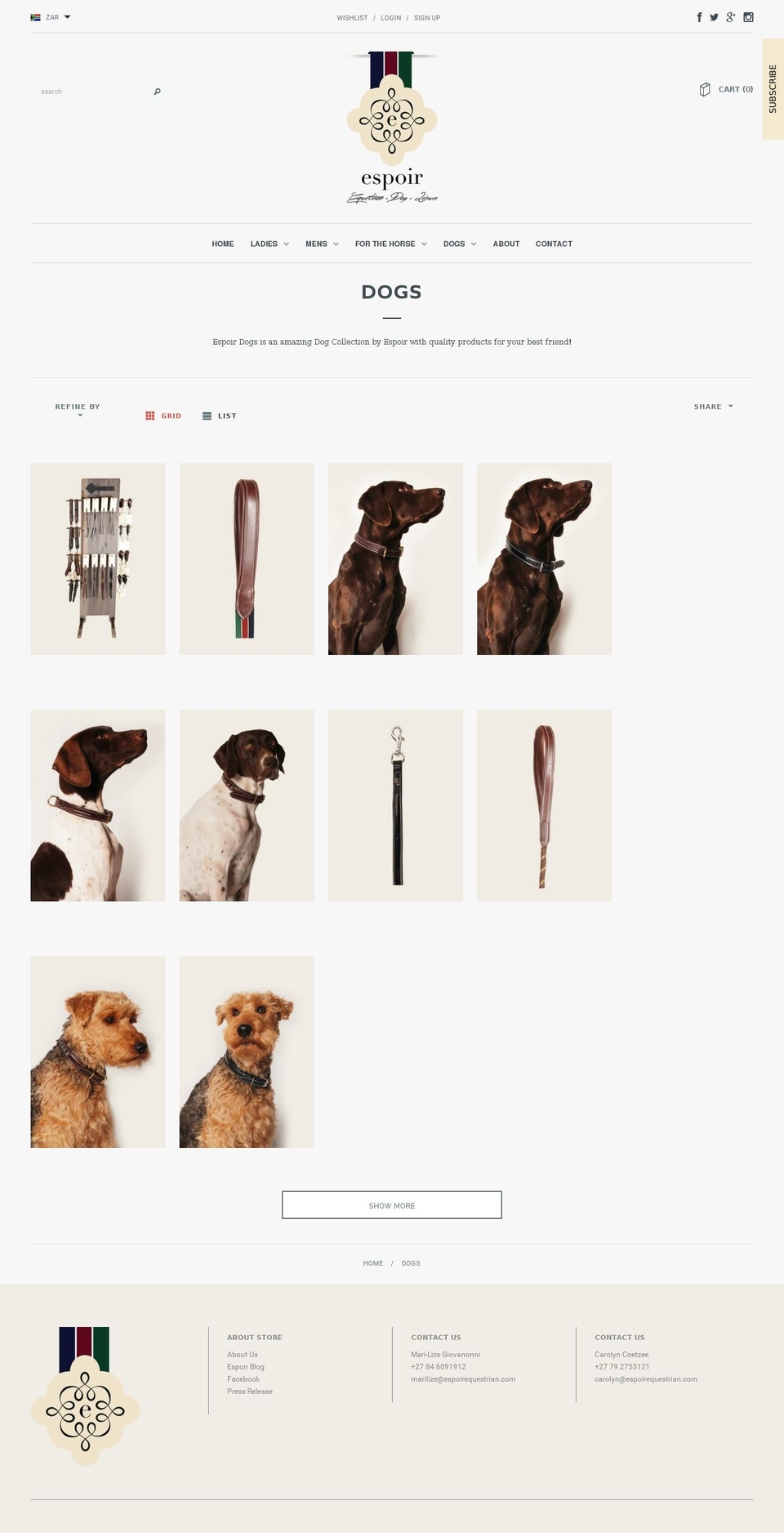 Espoir | Equestrian • Dog • Leisure Shopify theme site example espoirdogs.com