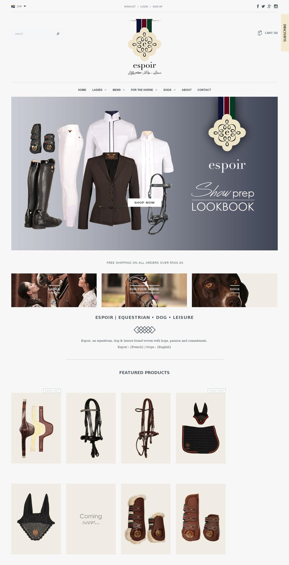 Espoir | Equestrian • Dog • Leisure Shopify theme site example espoirequestrian.com