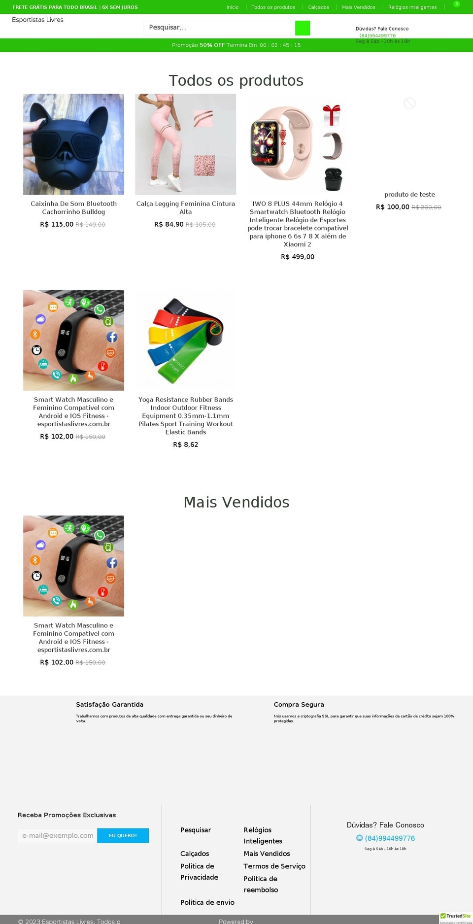 esportistaslivres.com.br shopify website screenshot