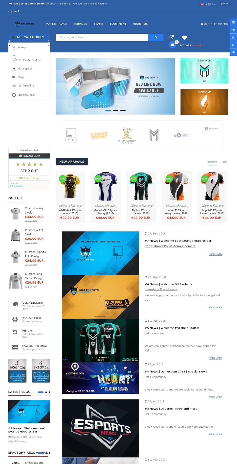 esportsfactorygg.com — Shopify storefront screenshot