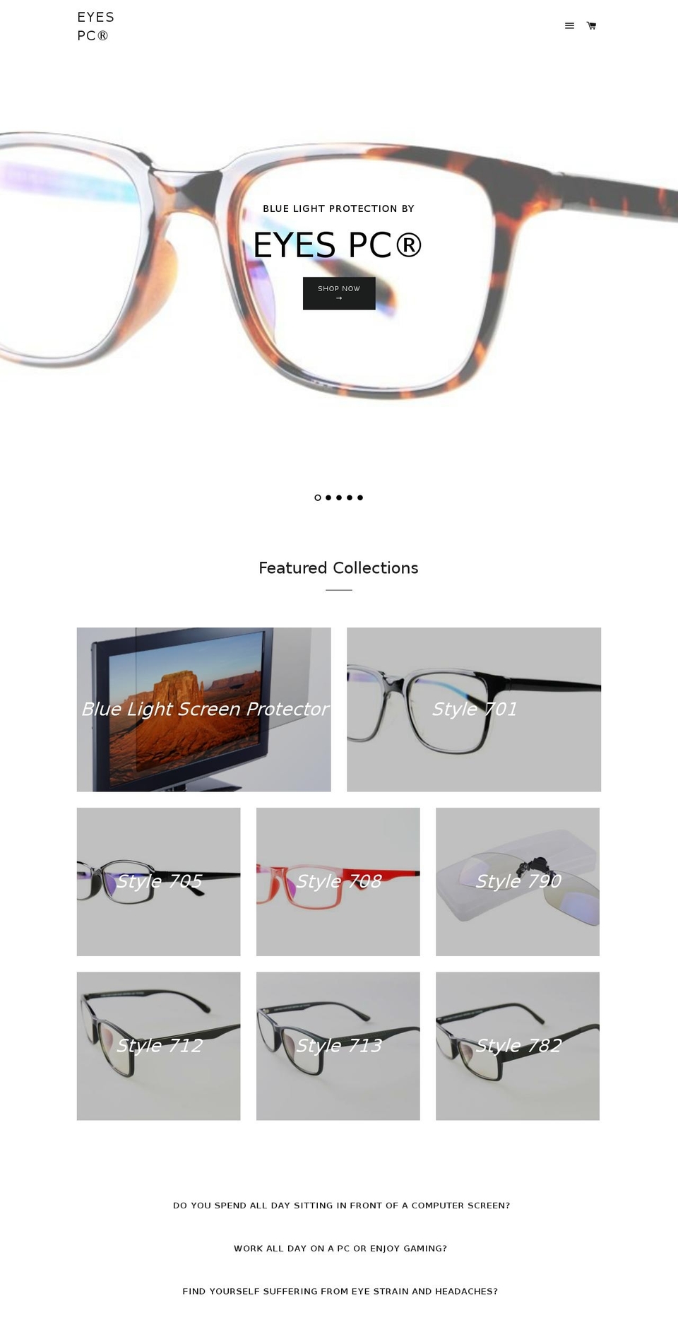 esportsglasses.com shopify website screenshot