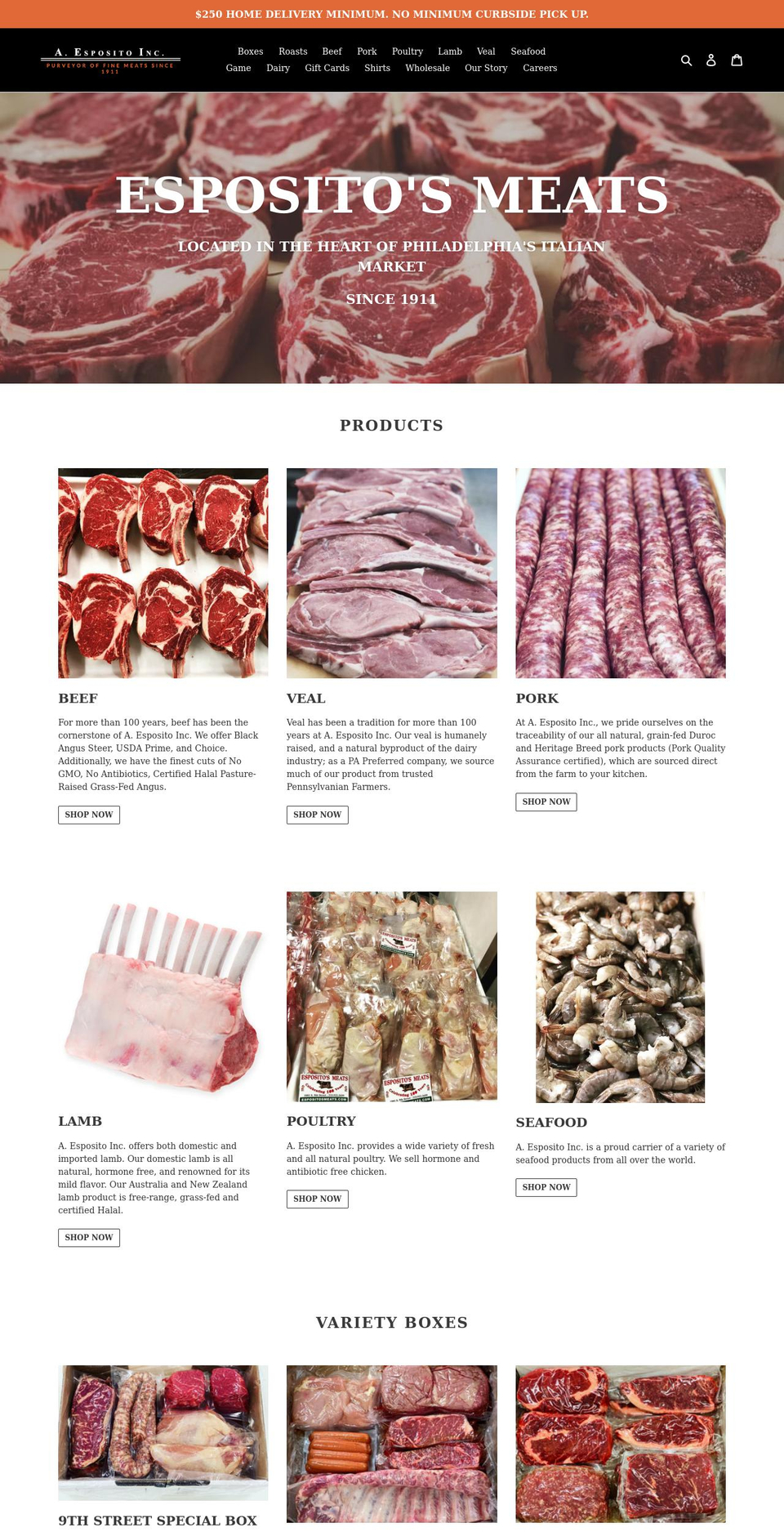 espositosmeats.com shopify website screenshot