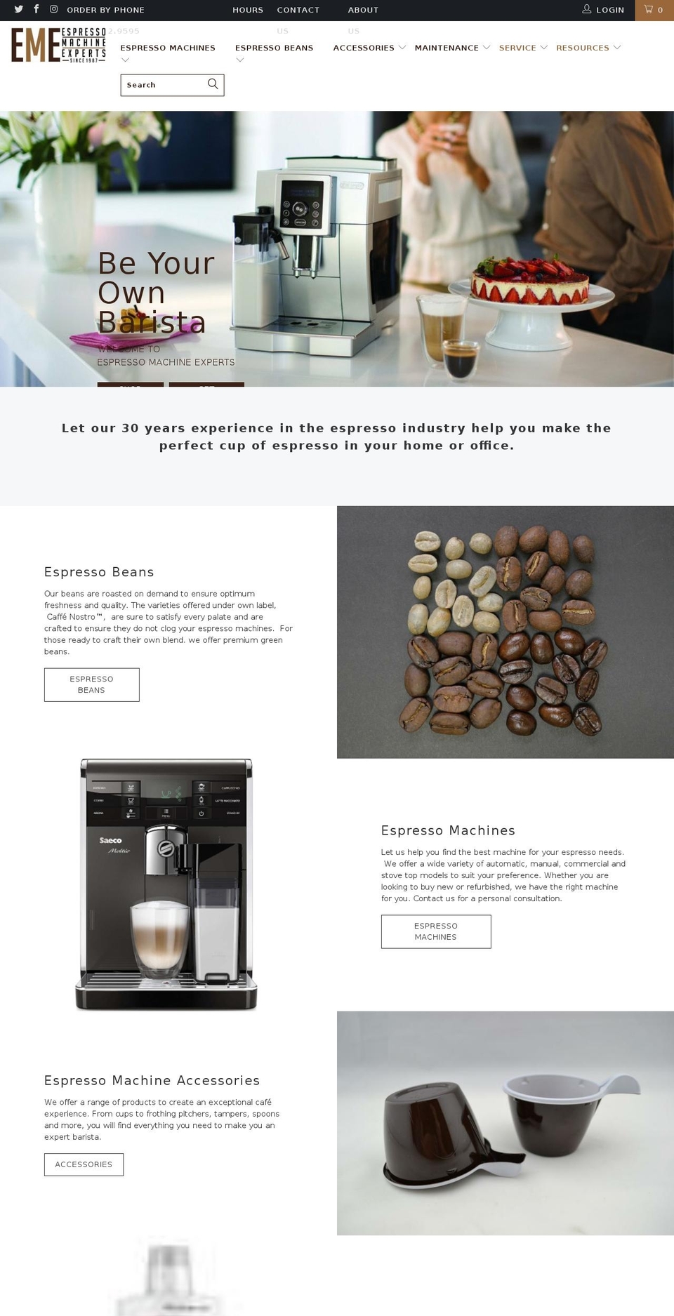espresso-experts.com shopify website screenshot