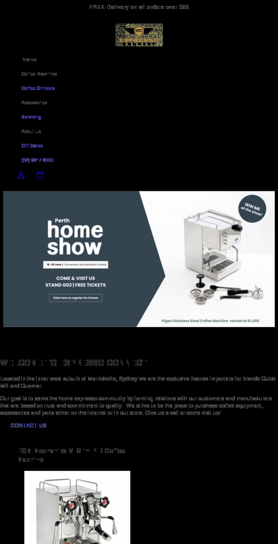 espressoconnect.com.au shopify website screenshot