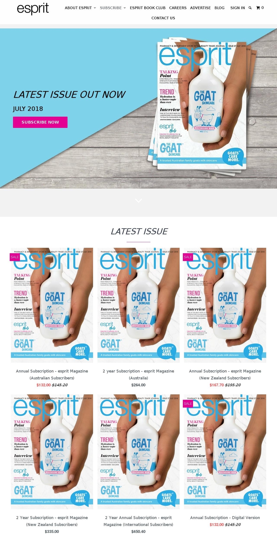 esprit-magazine.com.au shopify website screenshot