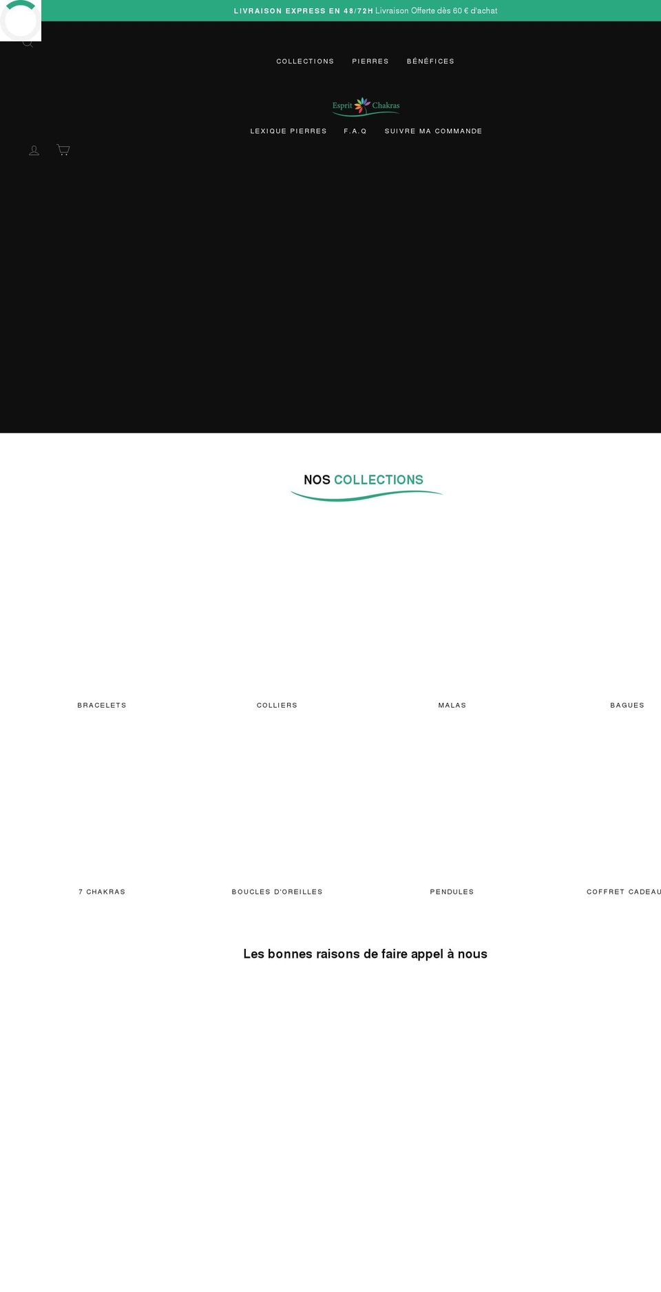 espritchakras.com shopify website screenshot