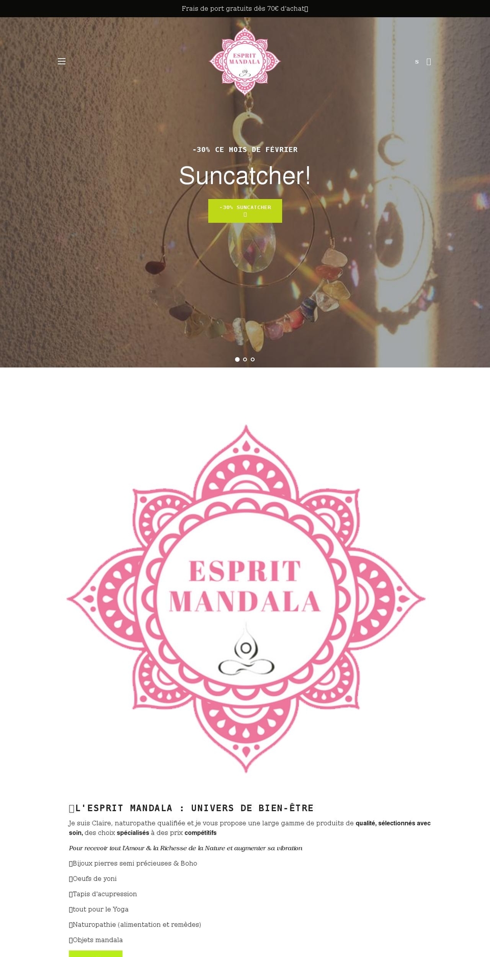 espritmandala.com shopify website screenshot