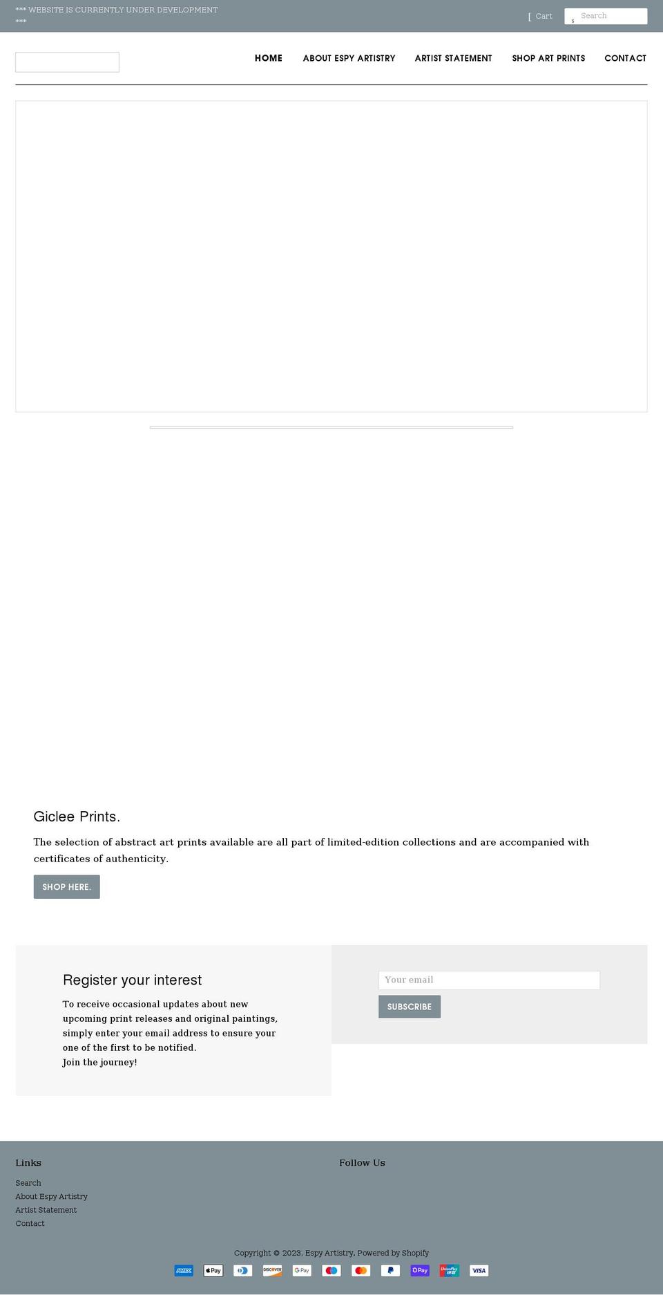 espyartistry.com shopify website screenshot