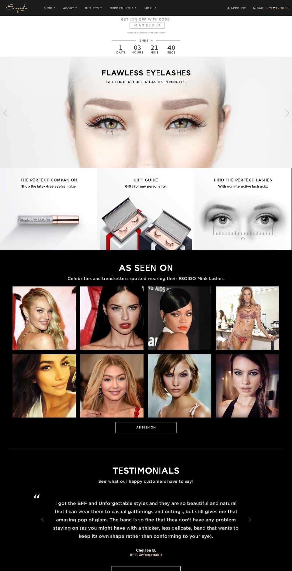 esquidolashes.com shopify website screenshot