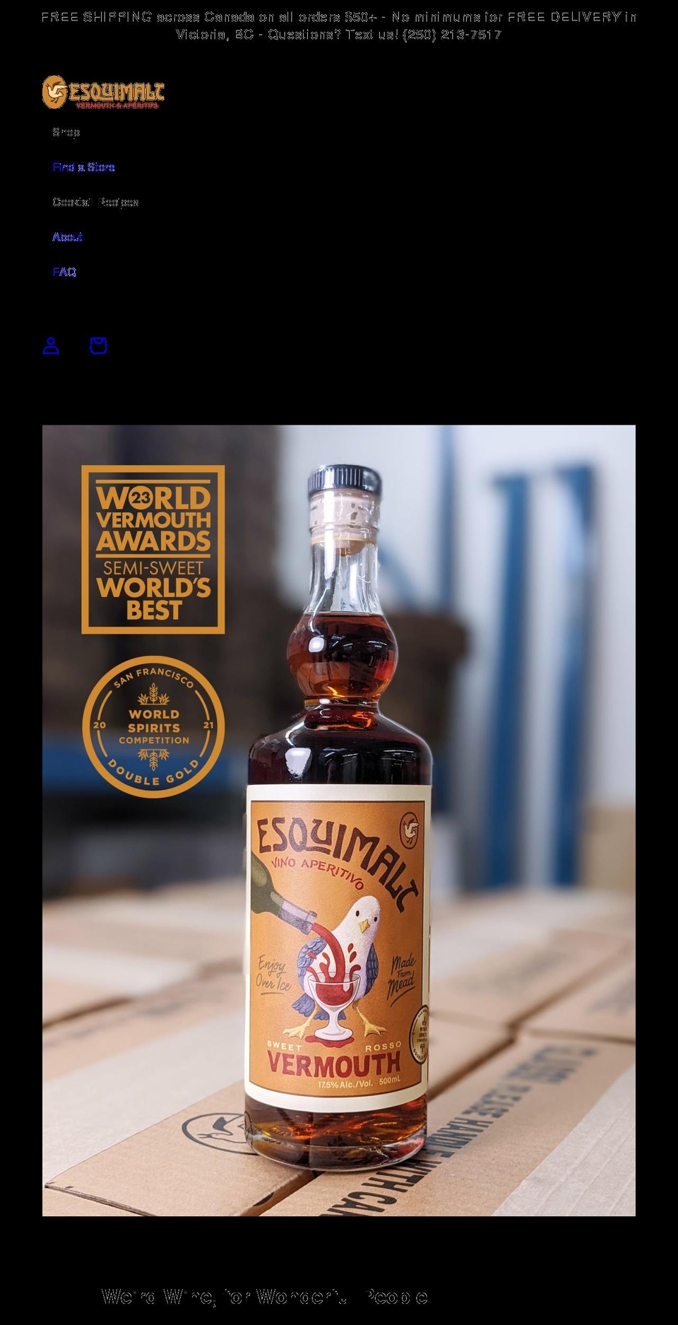 esquimaltwine.ca shopify website screenshot